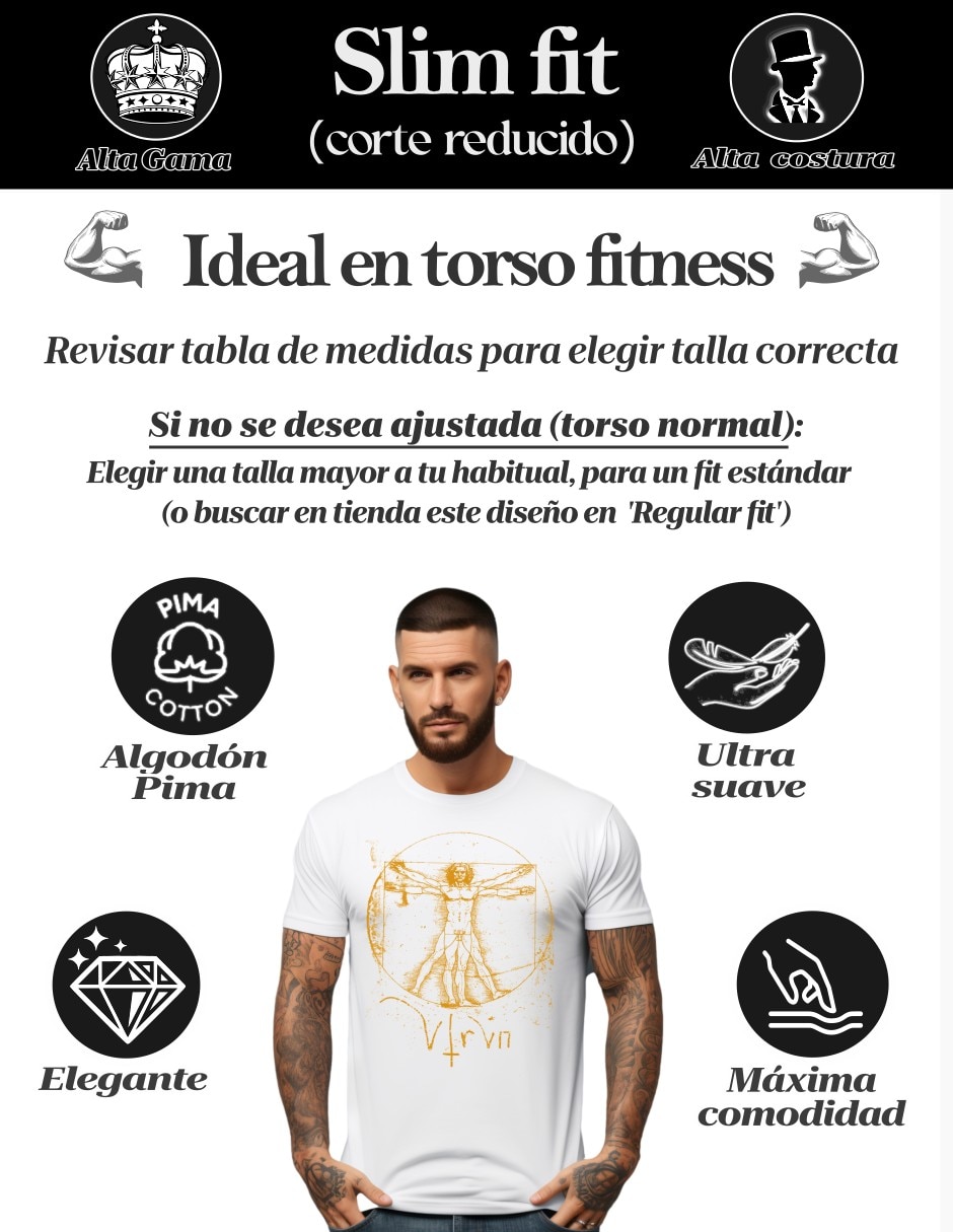 Playera Alta Gama Complexión Atlética Vitruvian cuello redondo para hombre 5