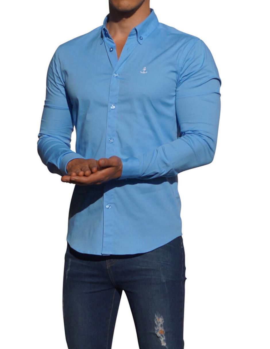 Camisa casual de algodón manga larga para hombre Camisa casual de algodón manga larga para hombre
