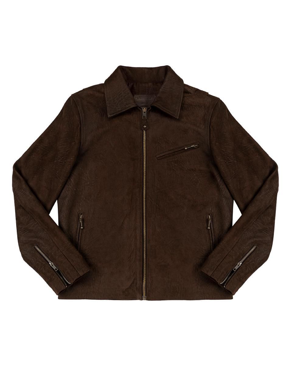 Chamarra casual de piel para hombre