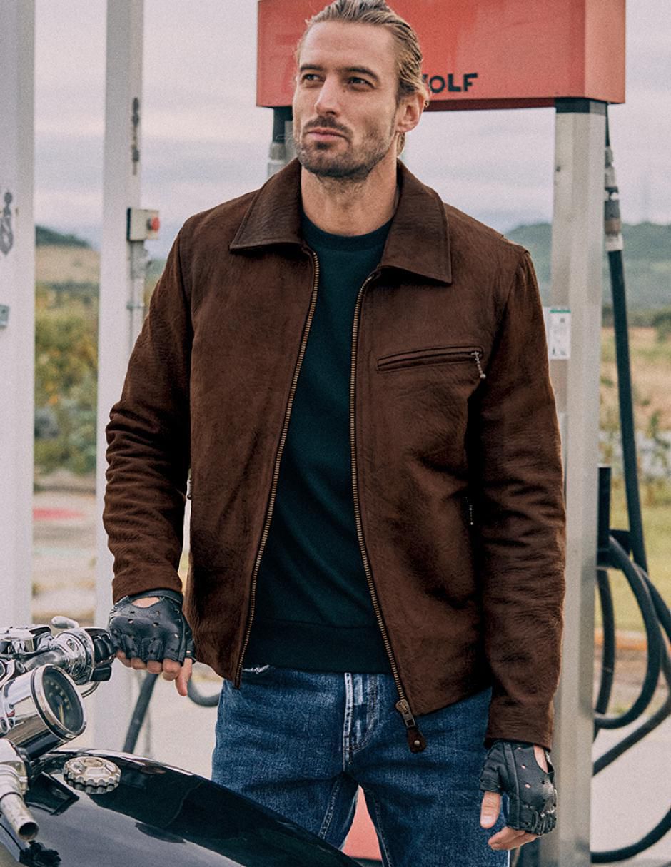 Chamarra casual de piel para hombre 5