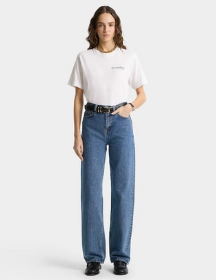 Jeans straight Sporty & Rich corte cintura para mujer