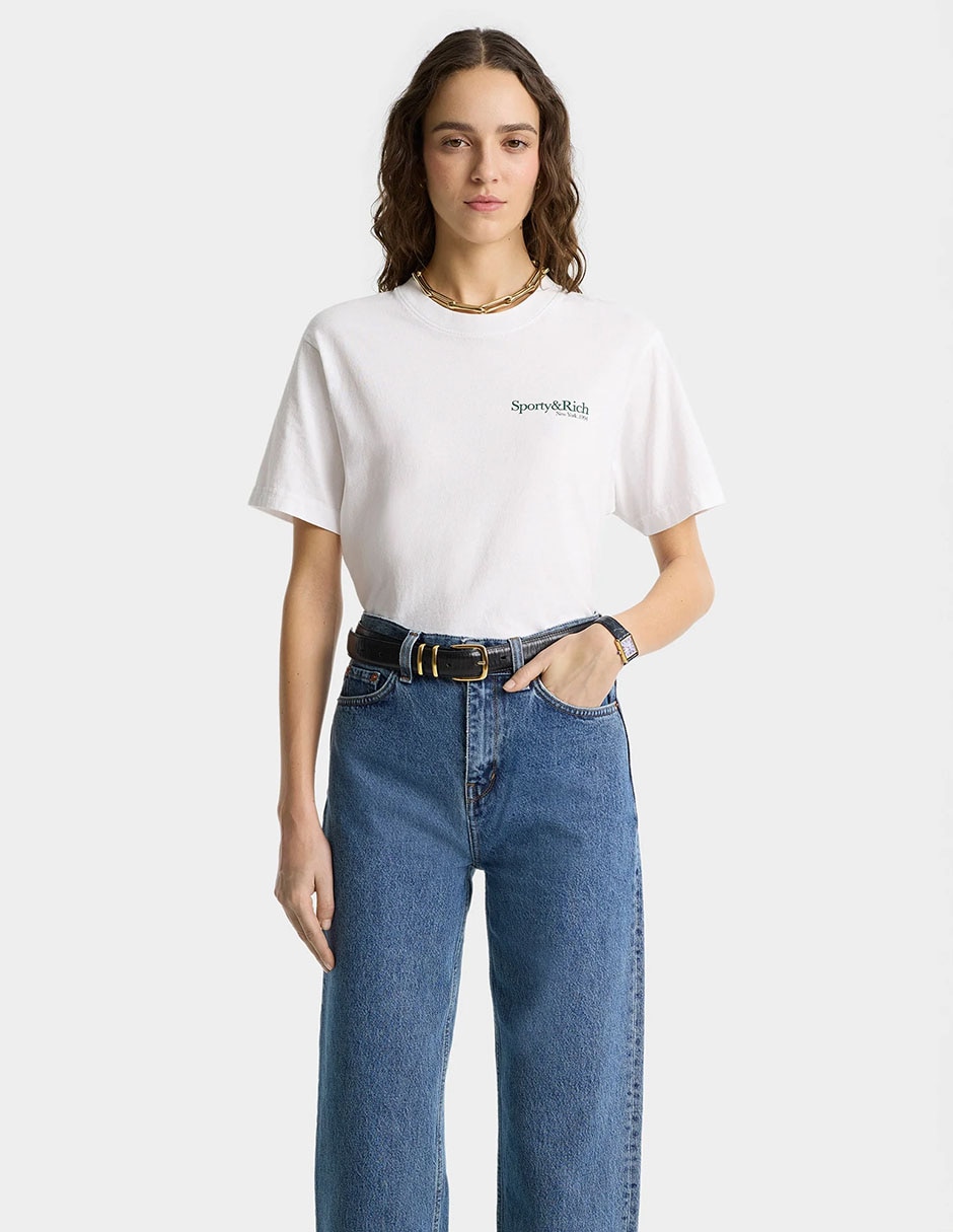 Jeans straight Sporty & Rich corte cintura para mujer