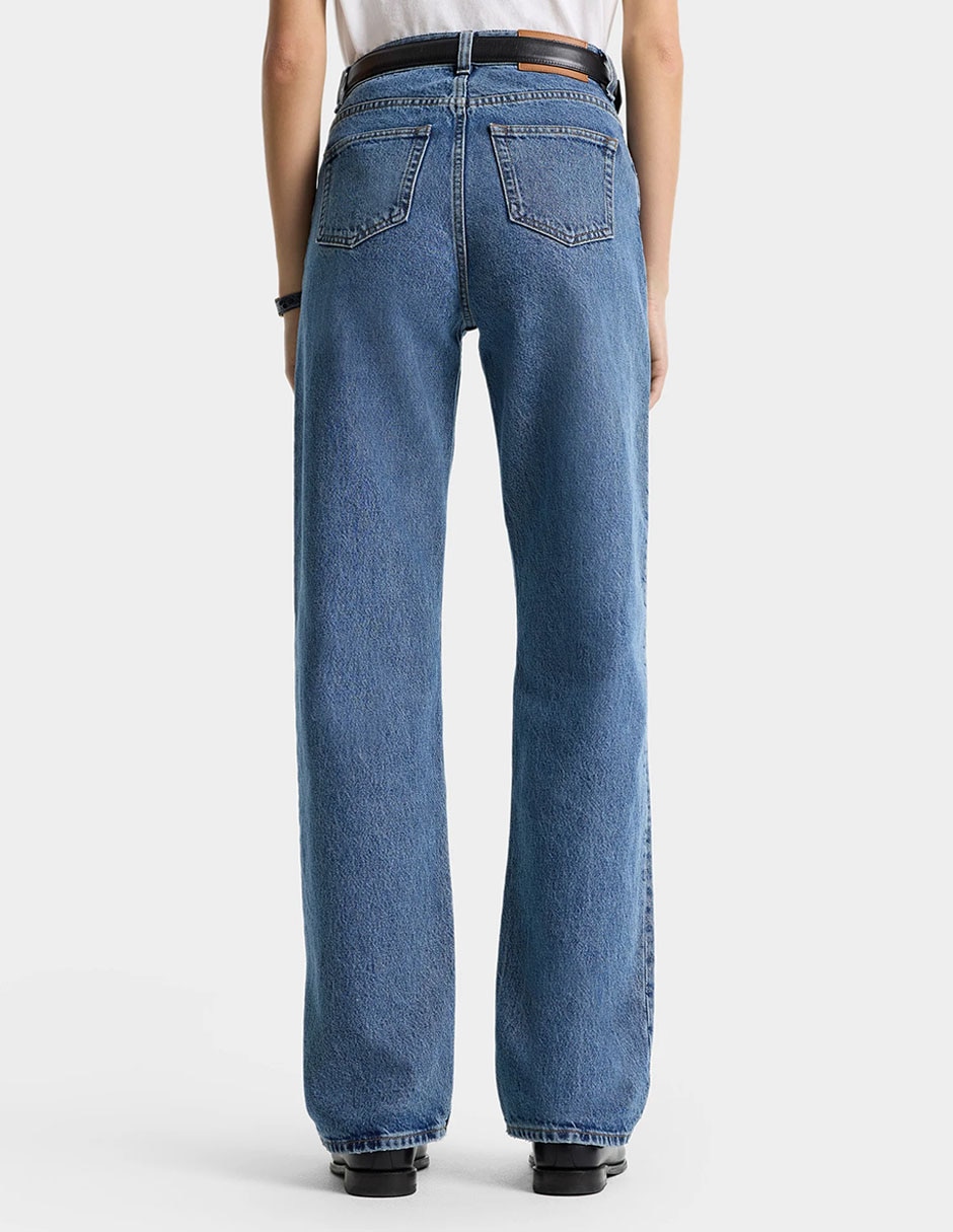 Jeans straight Sporty & Rich corte cintura para mujer