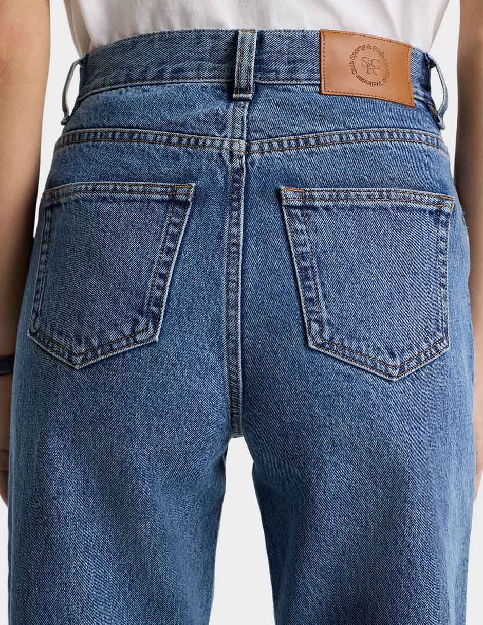 Jeans straight Sporty & Rich corte cintura para mujer