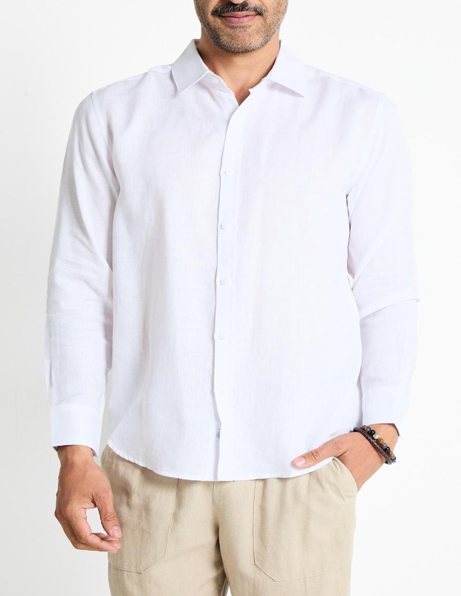 Camisa casual Cubavera de lino manga larga para hombre