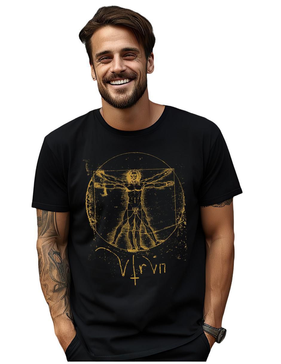 Playera Vitruvian Man Da Vinci cuello redondo para hombre 1
