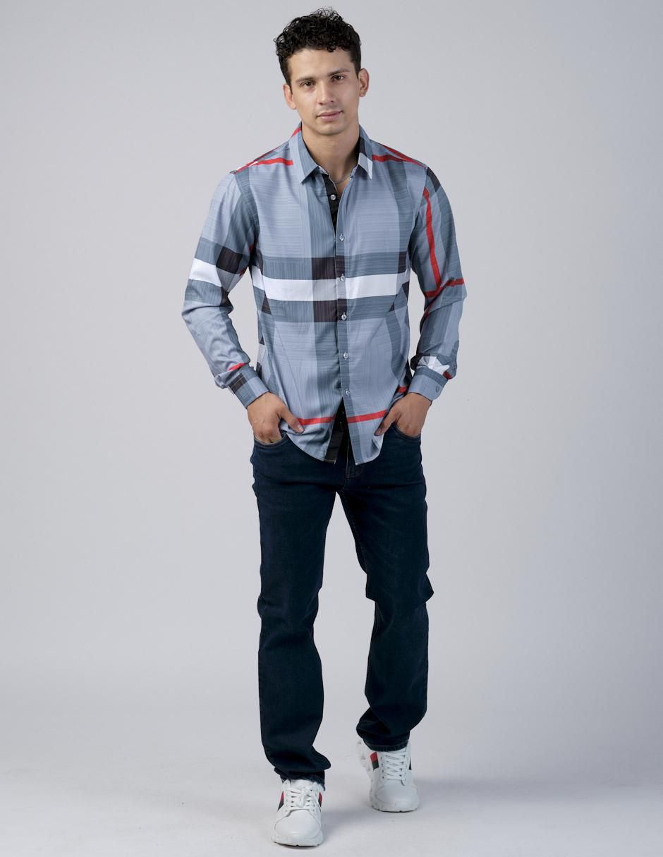 Camisa casual manga larga para hombre 2