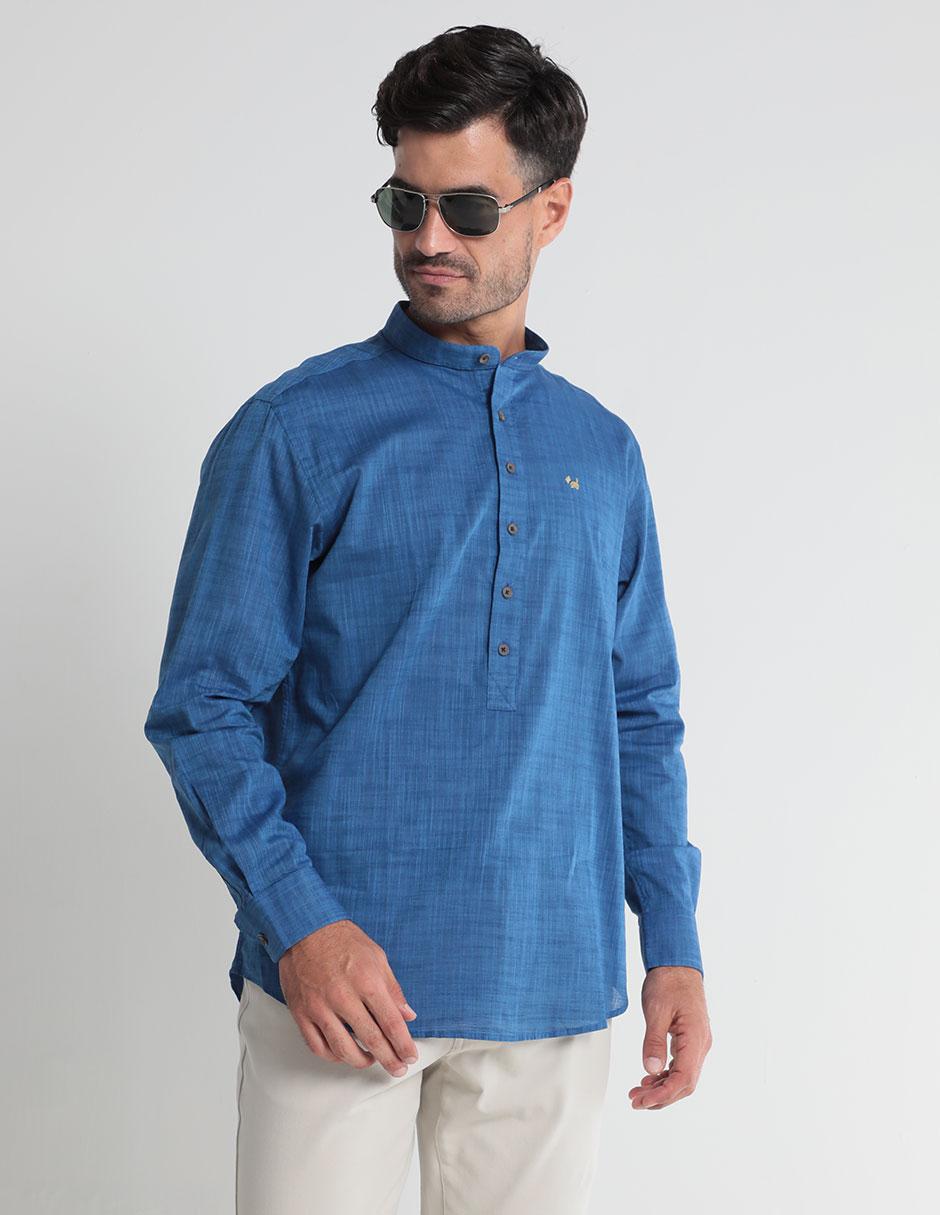 Camisa semiformal manga larga para hombre