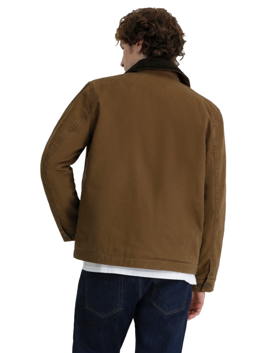 Chamarra casual cuello a contraste para hombre