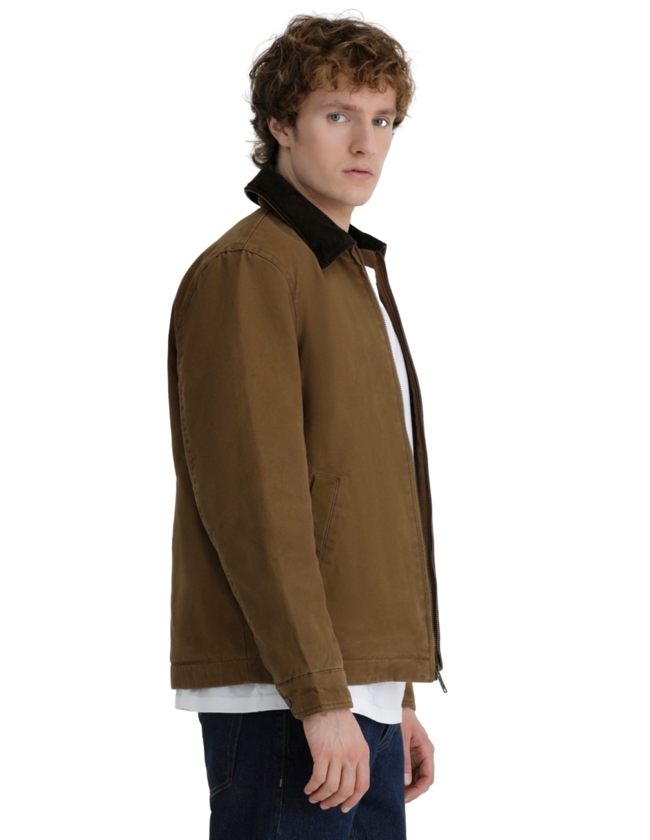 Chamarra casual cuello a contraste para hombre