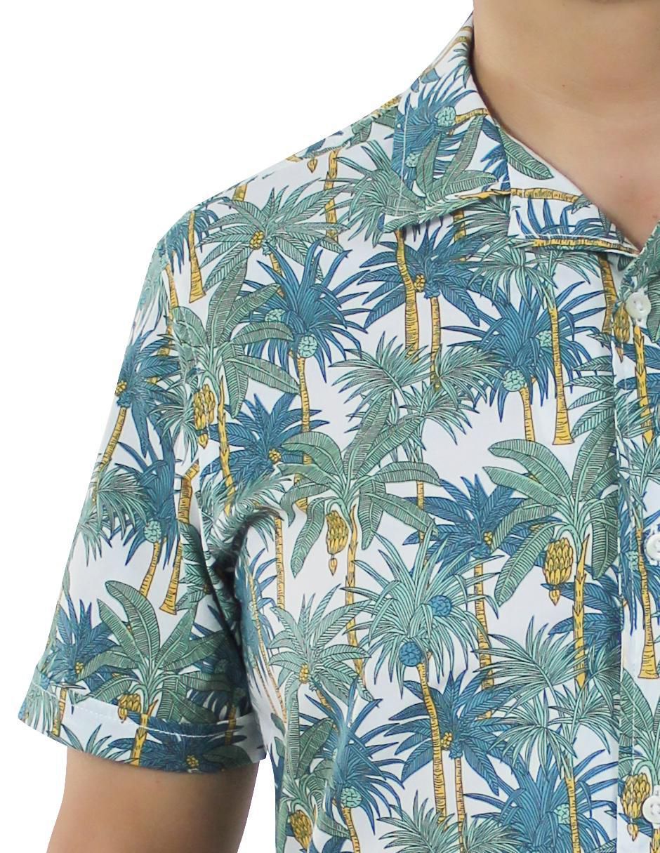 Camisa playa de algodón manga corta para hombre 7