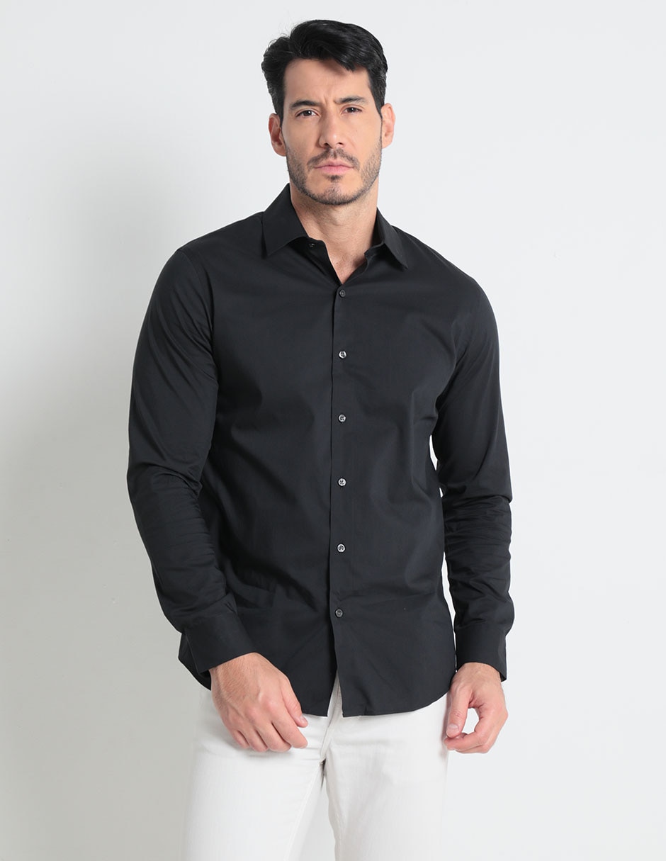 Camisa casual de algodón manga larga para hombre Camisa casual de algodón manga larga para hombre
