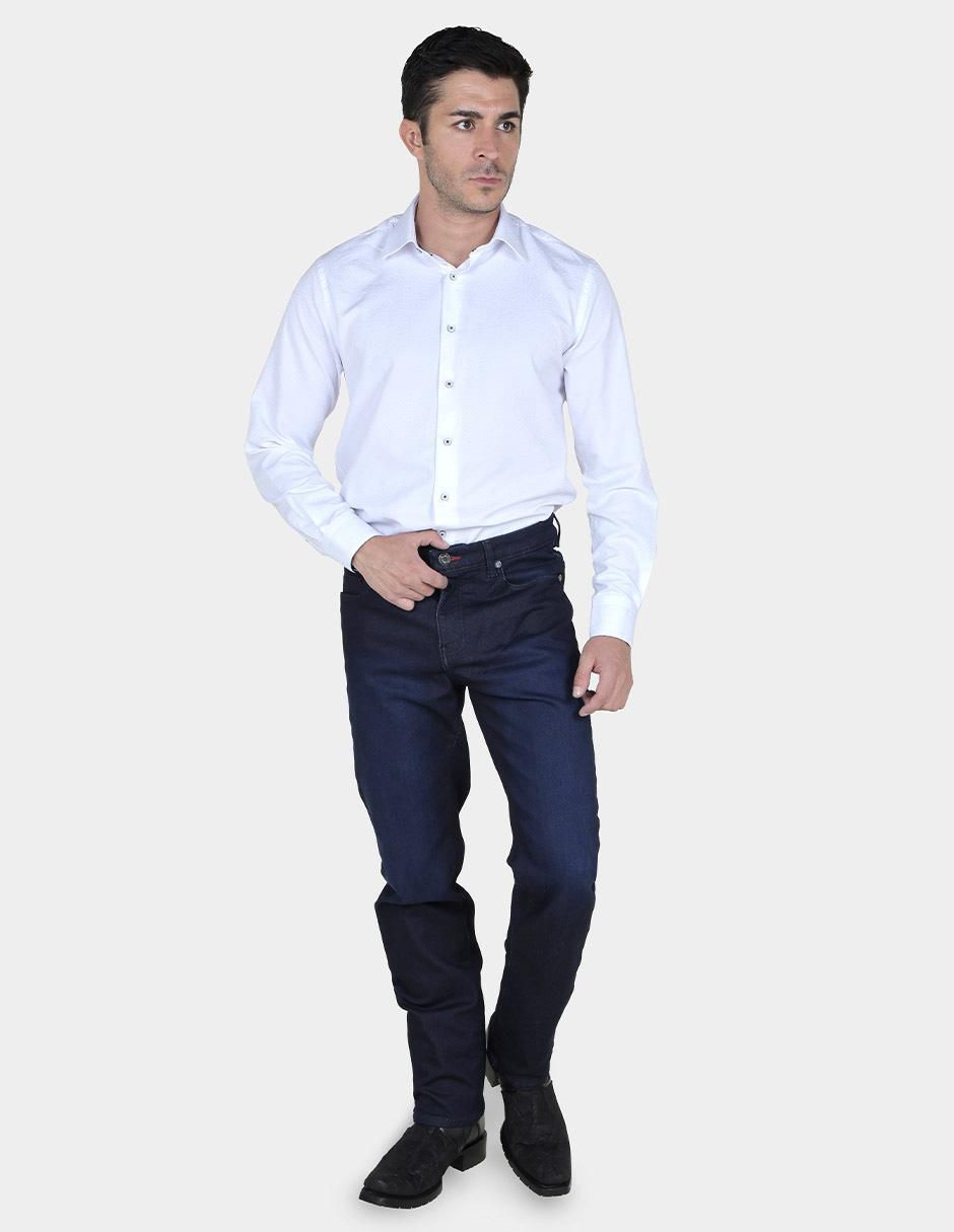 Jeans straight lavado obscuro para hombre 8