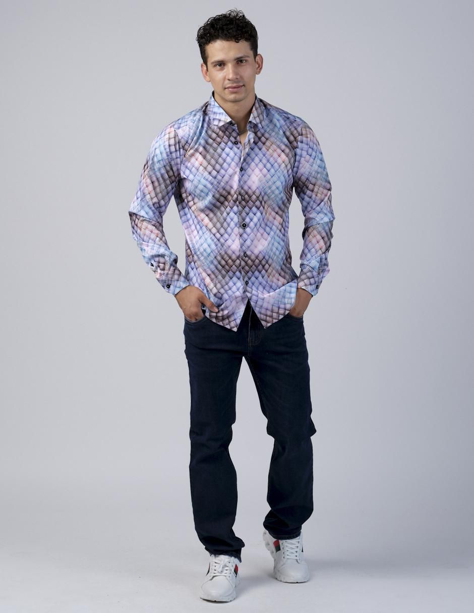 Camisa casual manga larga para hombre