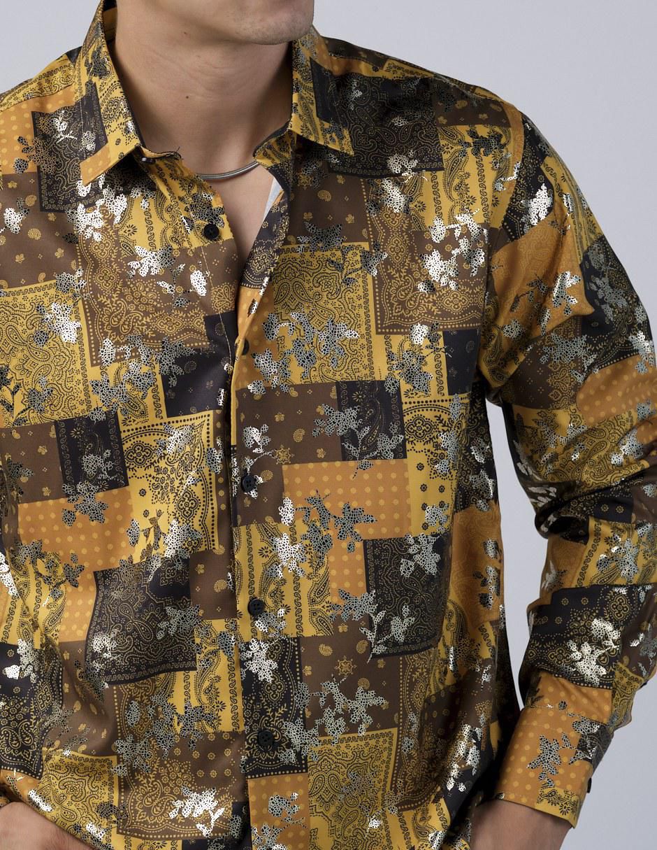 Camisa casual manga larga para hombre