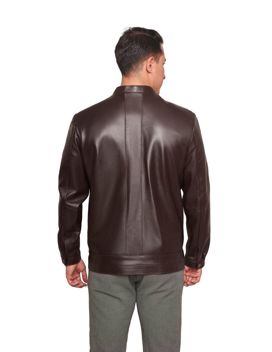 Chamarra casual de piel con bolsillos para hombre 3