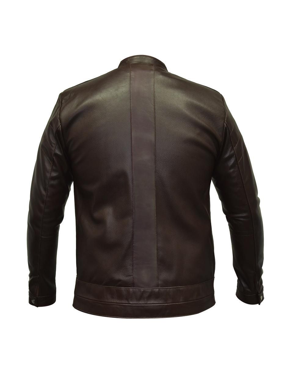 Chamarra casual de piel con bolsillos para hombre 4