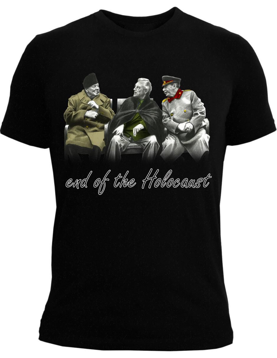 Playera Marëvnyk Roosevelt Churchill Stalin Anti Nazi Hitler cuello redondo para hombre