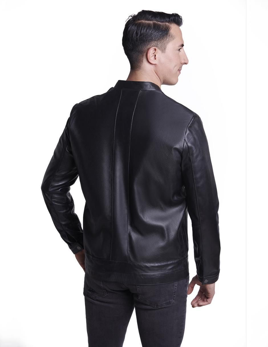 Chamarra casual Gerhel de piel con bolsillos para hombre