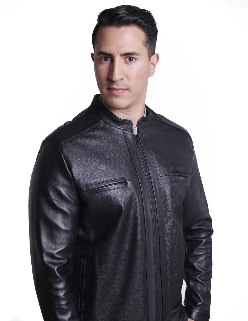 Chamarra casual Gerhel de piel con bolsillos para hombre