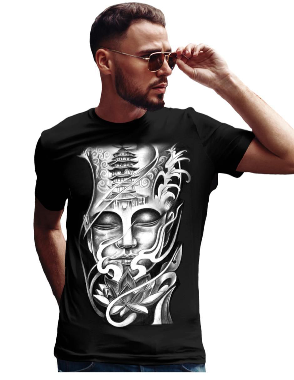 Playera Buda Espiritual Mantra Zen cuello redondo para hombre Playera Buda Espiritual Mantra Zen cuello redondo para hombre