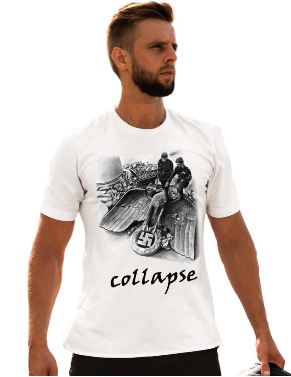 Playera Colapso de Alemania Nazi Hitler cuello redondo para hombre Playera Colapso de Alemania Nazi Hitler cuello redondo para hombre