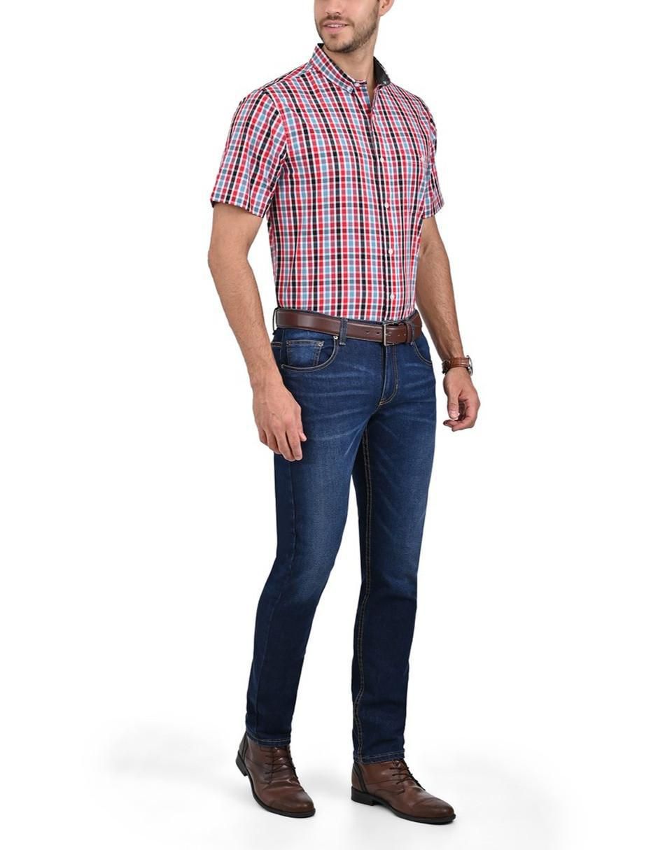 Jeans slim lavado whisker para hombre 9