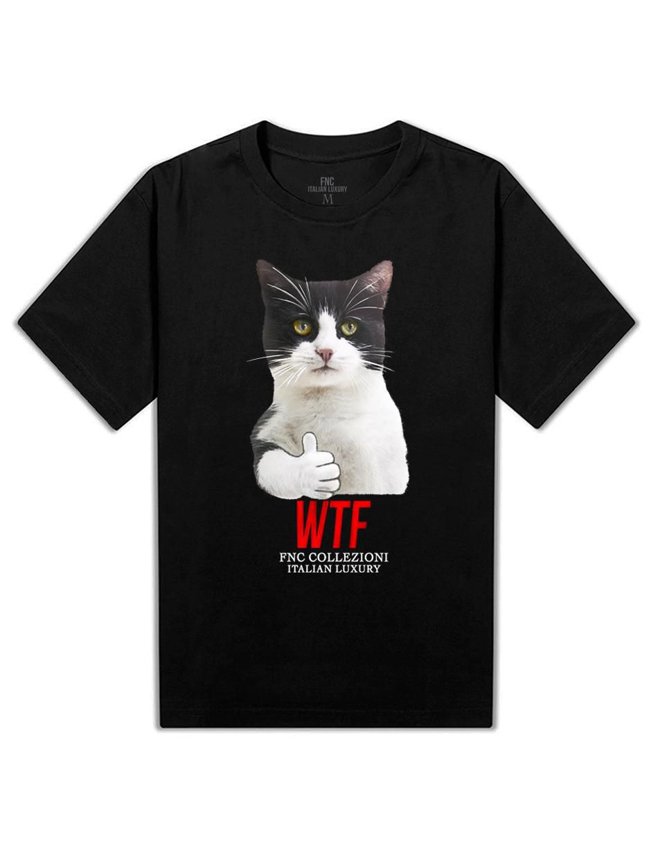 Playera Fnc Collezioni Gato Wtf cuello redondo para hombre
