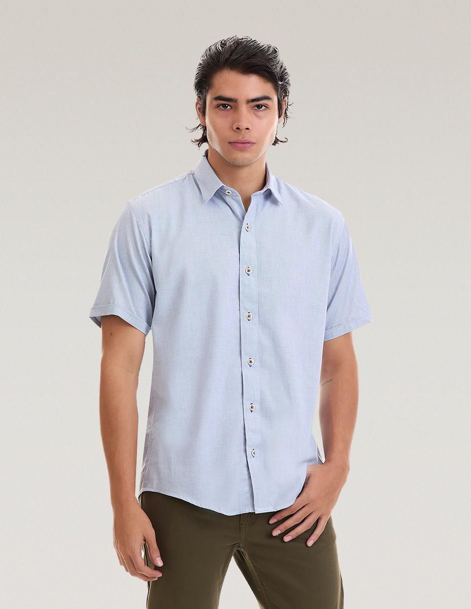 Camisa business casual manga corta para hombre