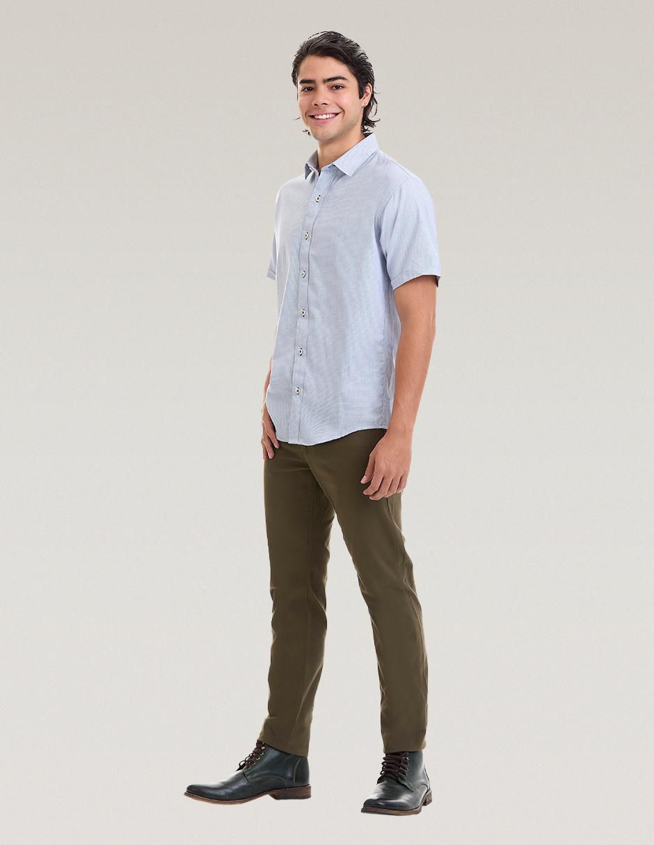 Camisa business casual manga corta para hombre
