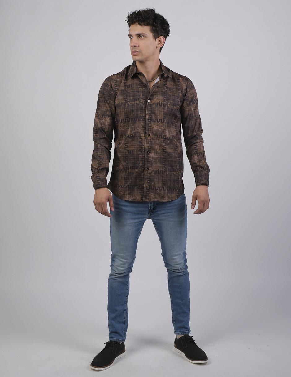 Camisa casual manga larga para hombre