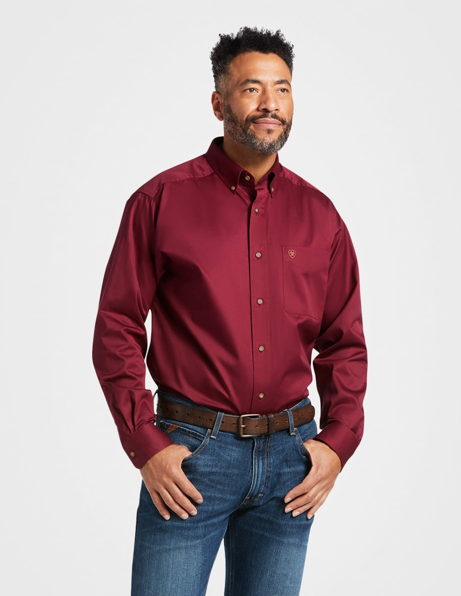 Camisa casual de algodón manga larga para hombre