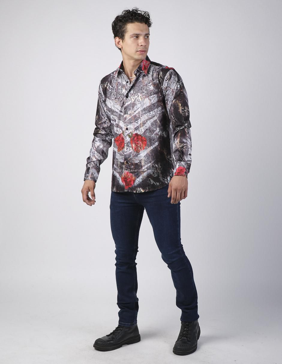 Camisa casual manga larga para hombre