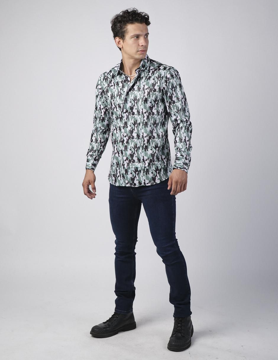 Camisa casual manga larga para hombre