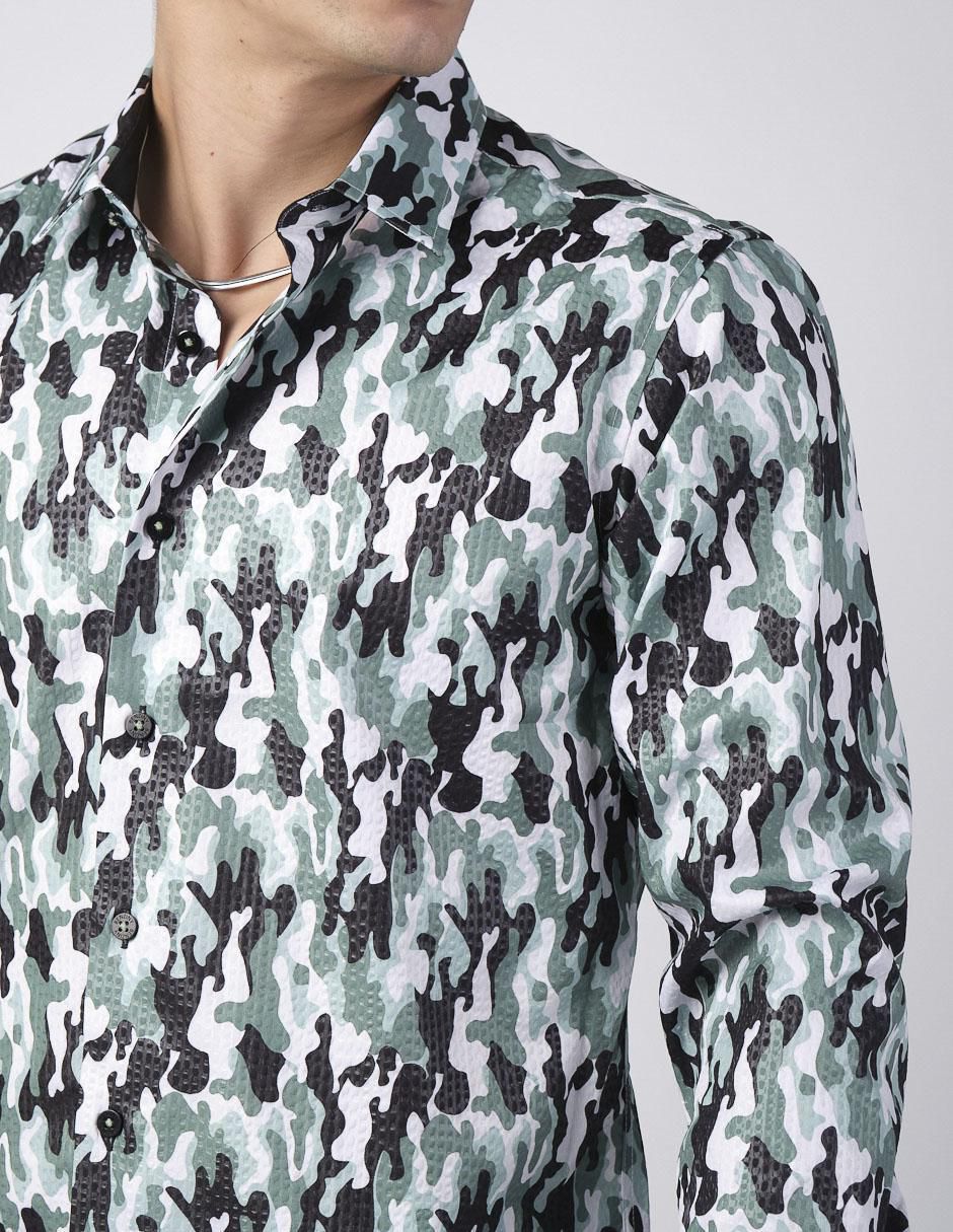 Camisa casual manga larga para hombre