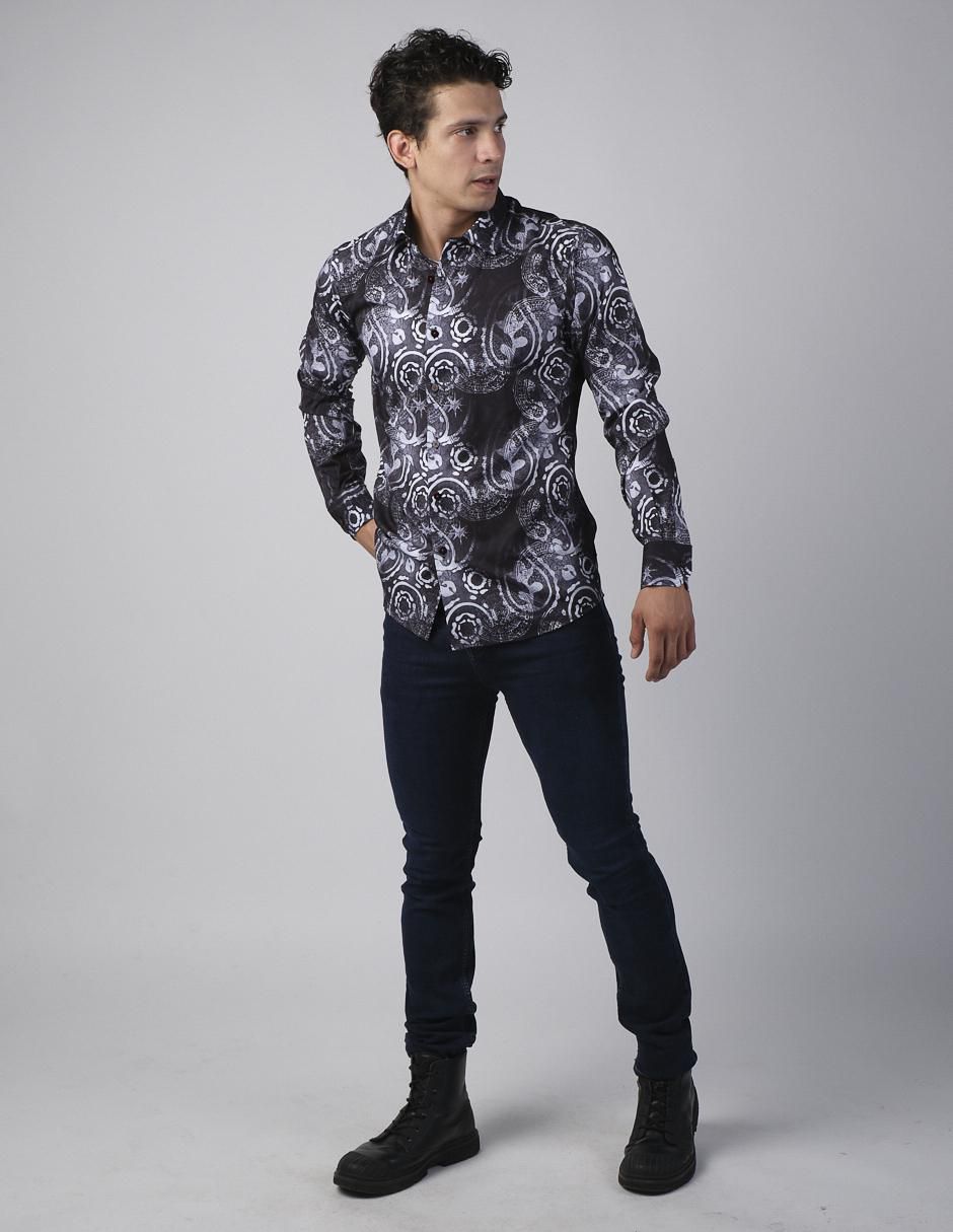 Camisa casual manga larga para hombre