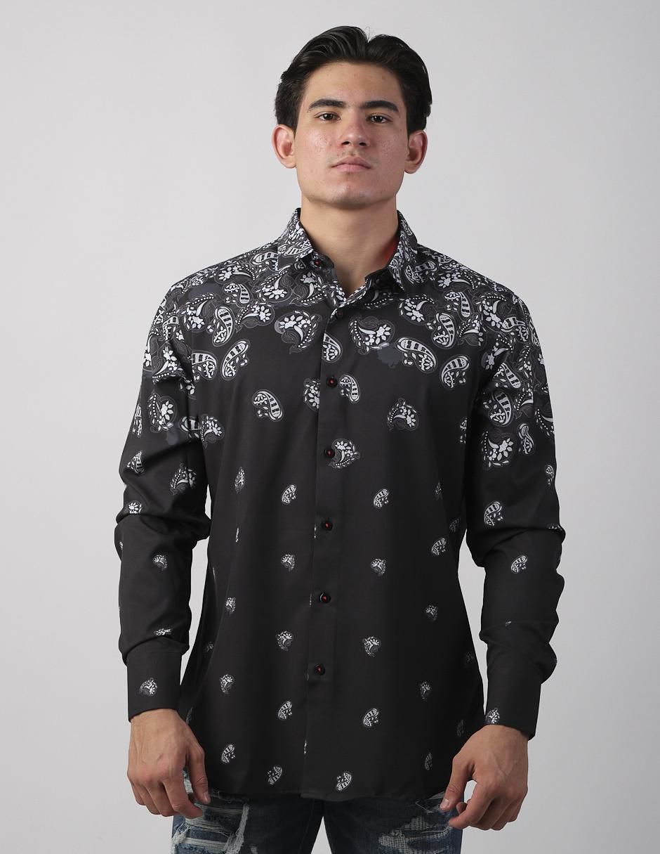 Camisa casual de algodón manga larga para hombre