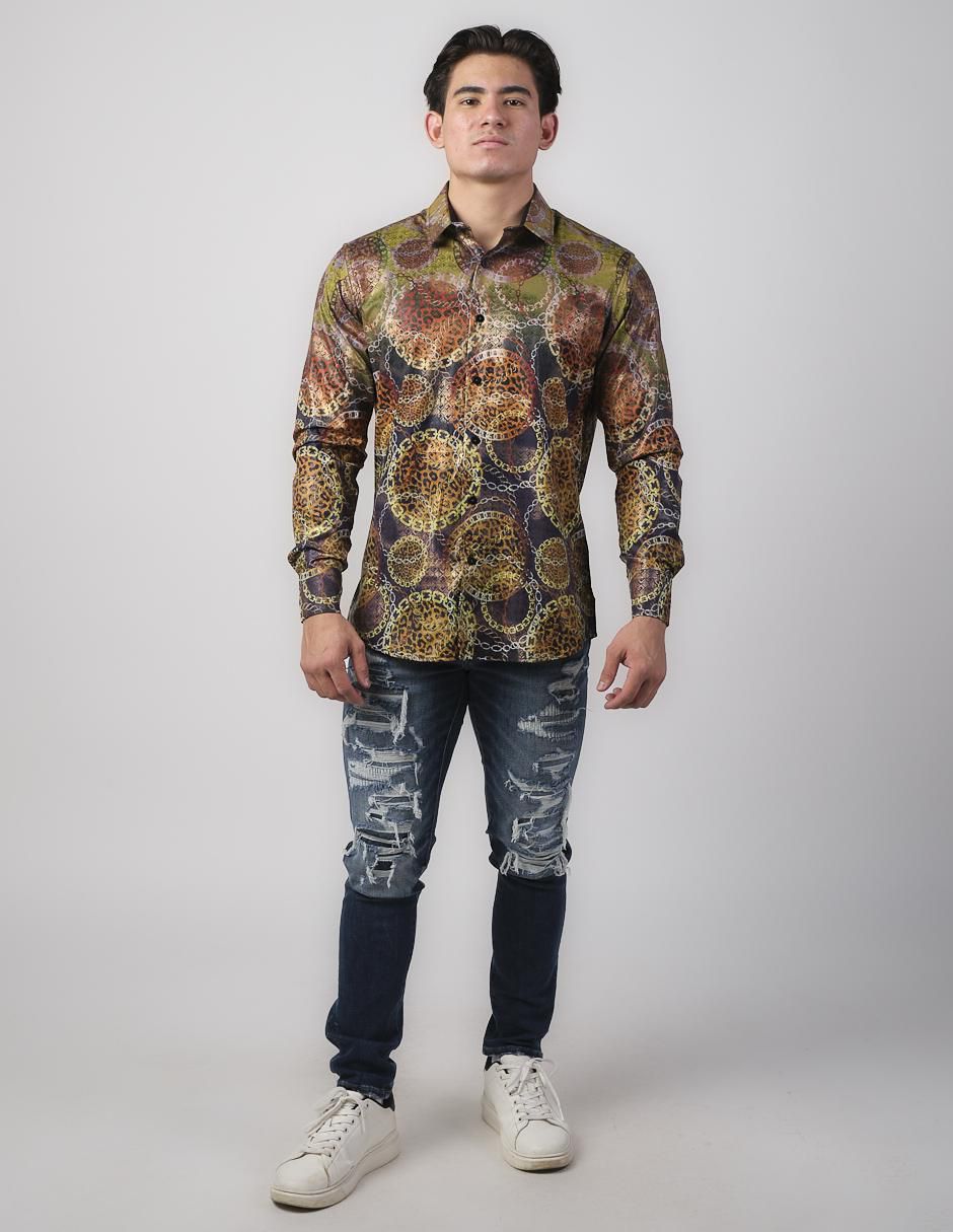 Camisa casual de algodón manga larga para hombre