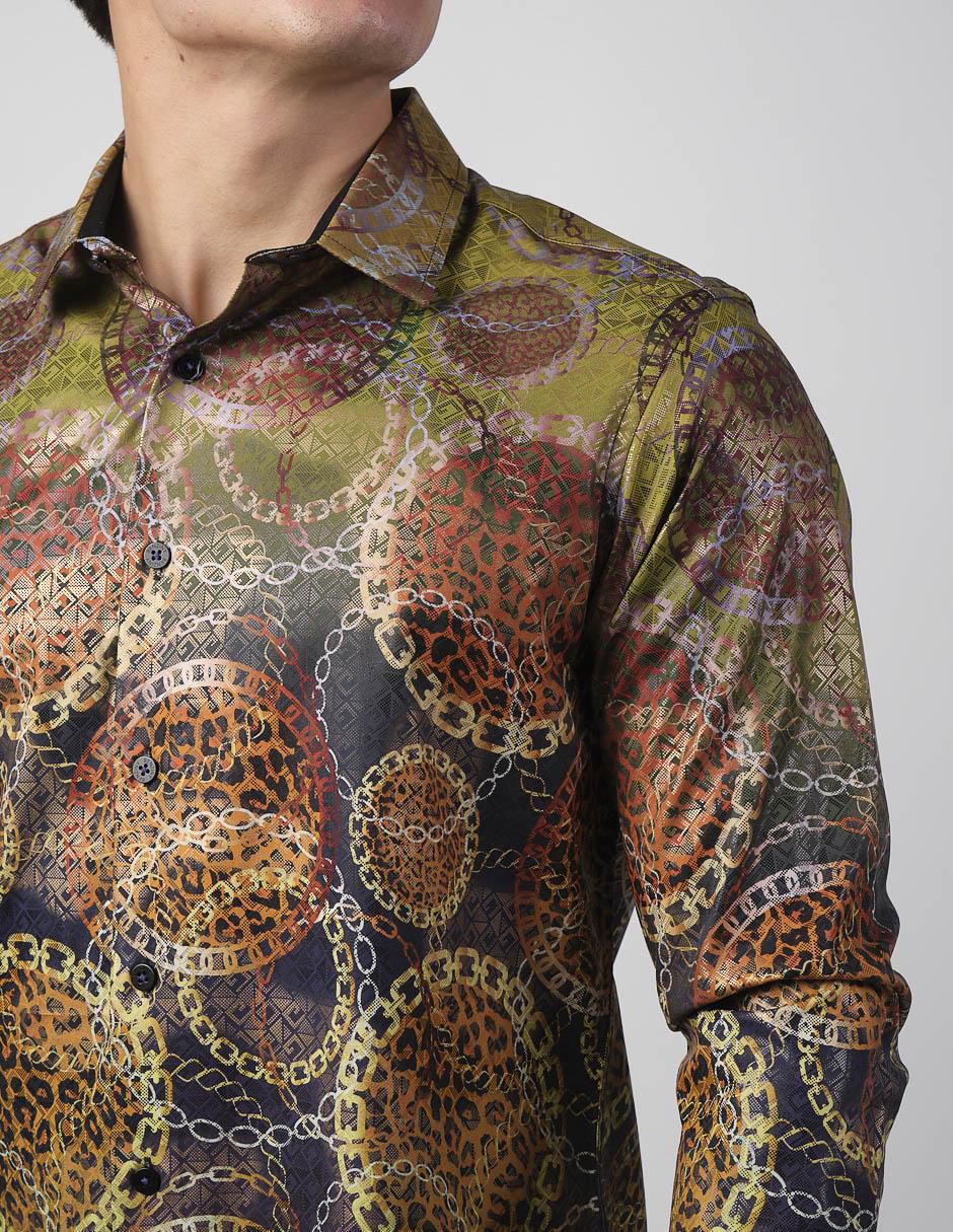 Camisa casual de algodón manga larga para hombre