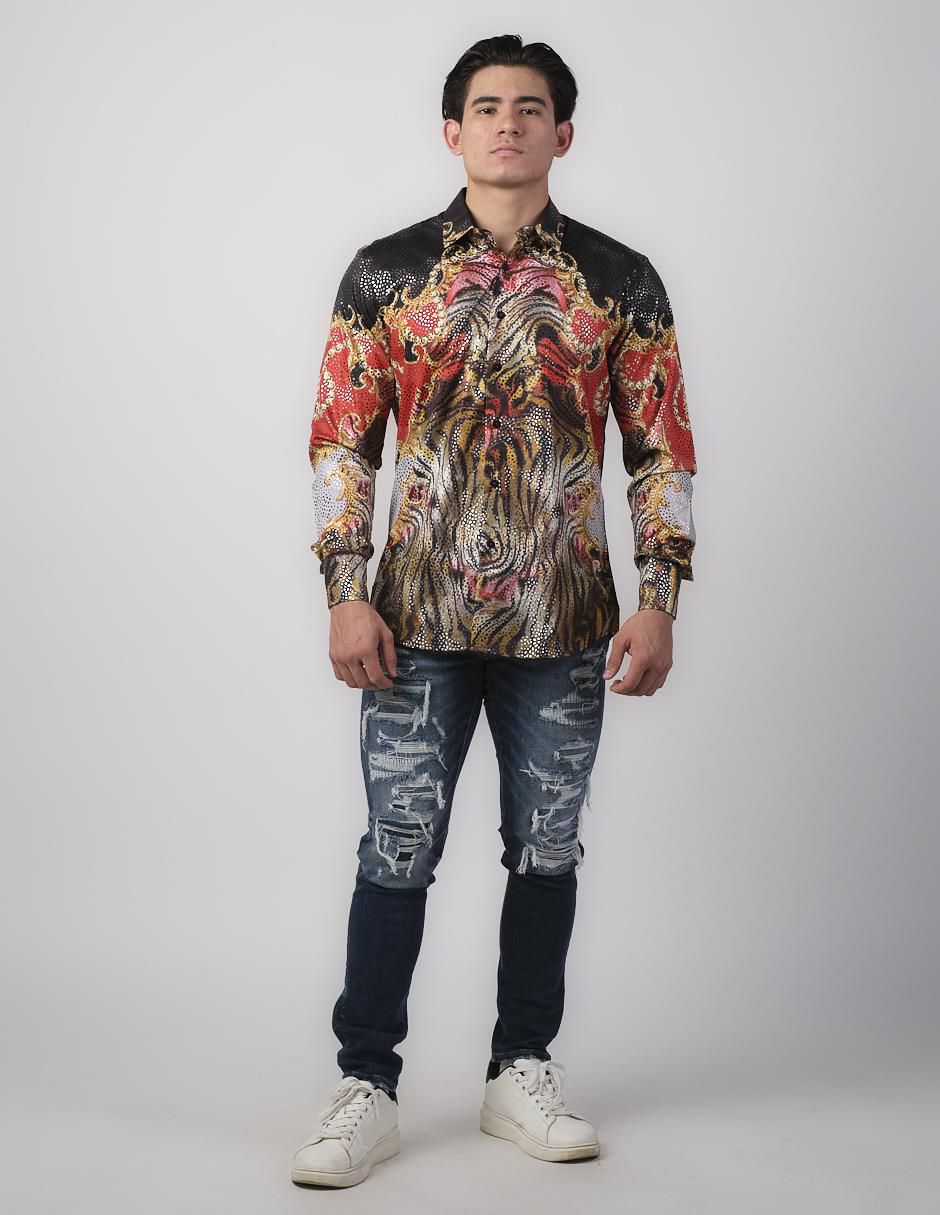 Camisa casual de algodón manga larga para hombre