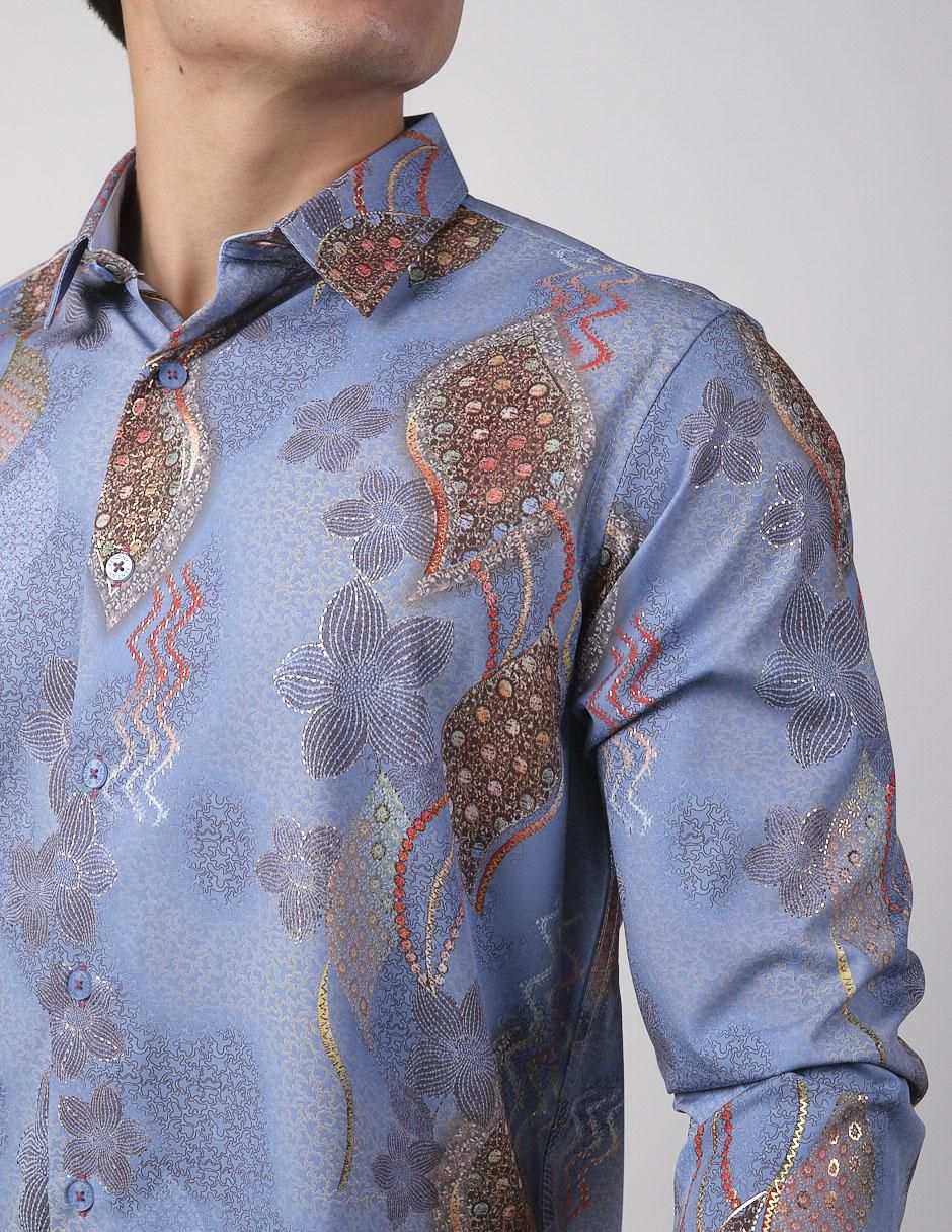 Camisa casual de algodón manga larga para hombre