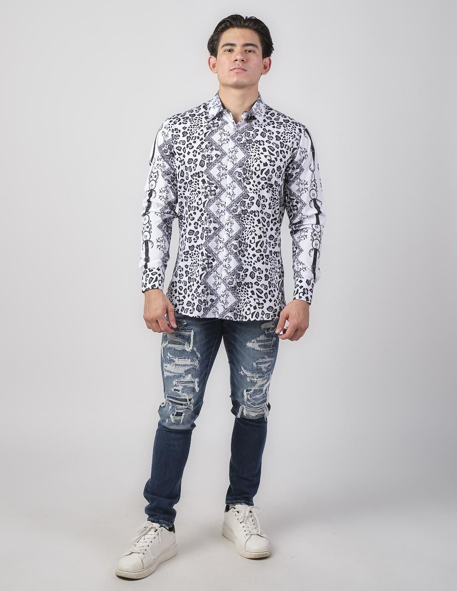 Camisa casual de algodón manga larga para hombre