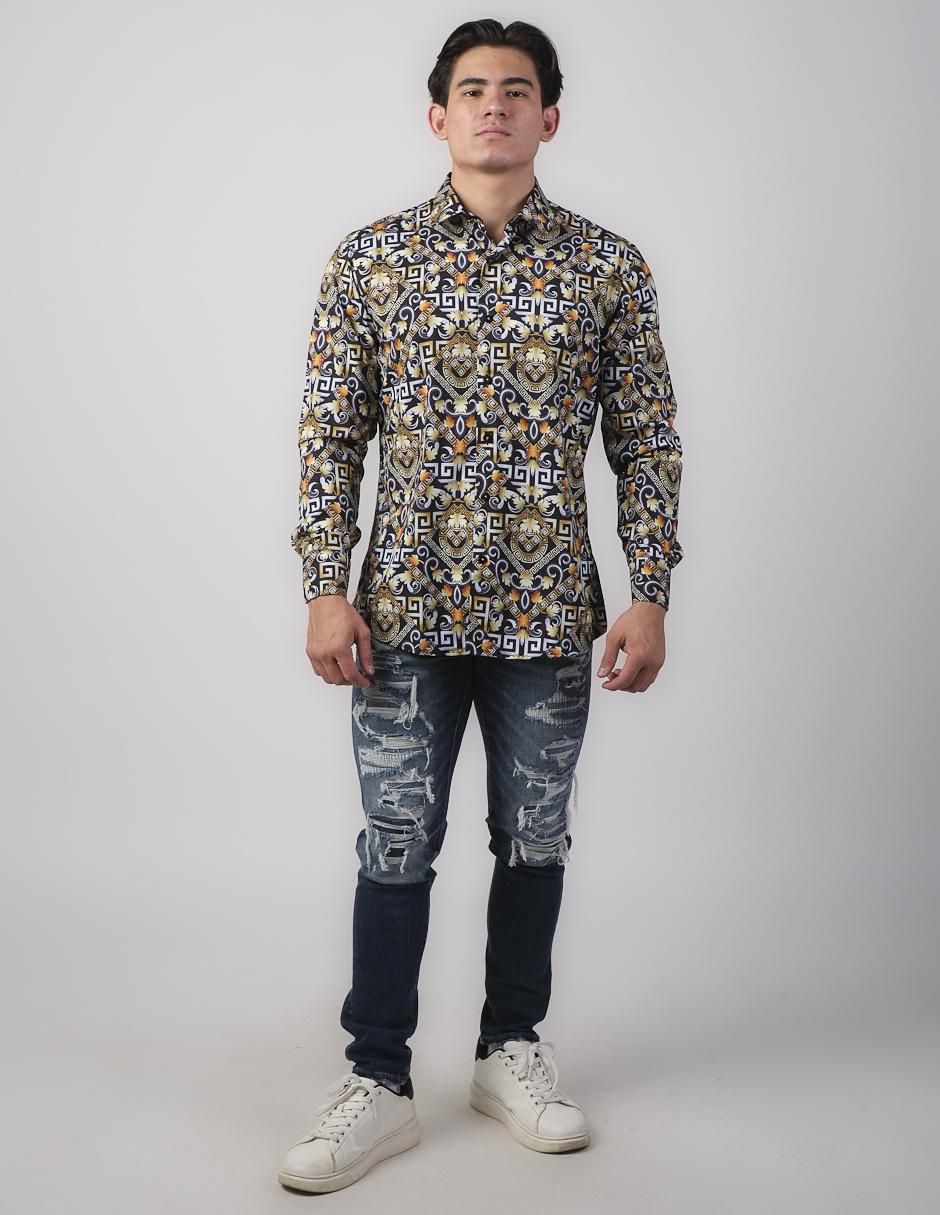 Camisa casual de algodón manga larga para hombre