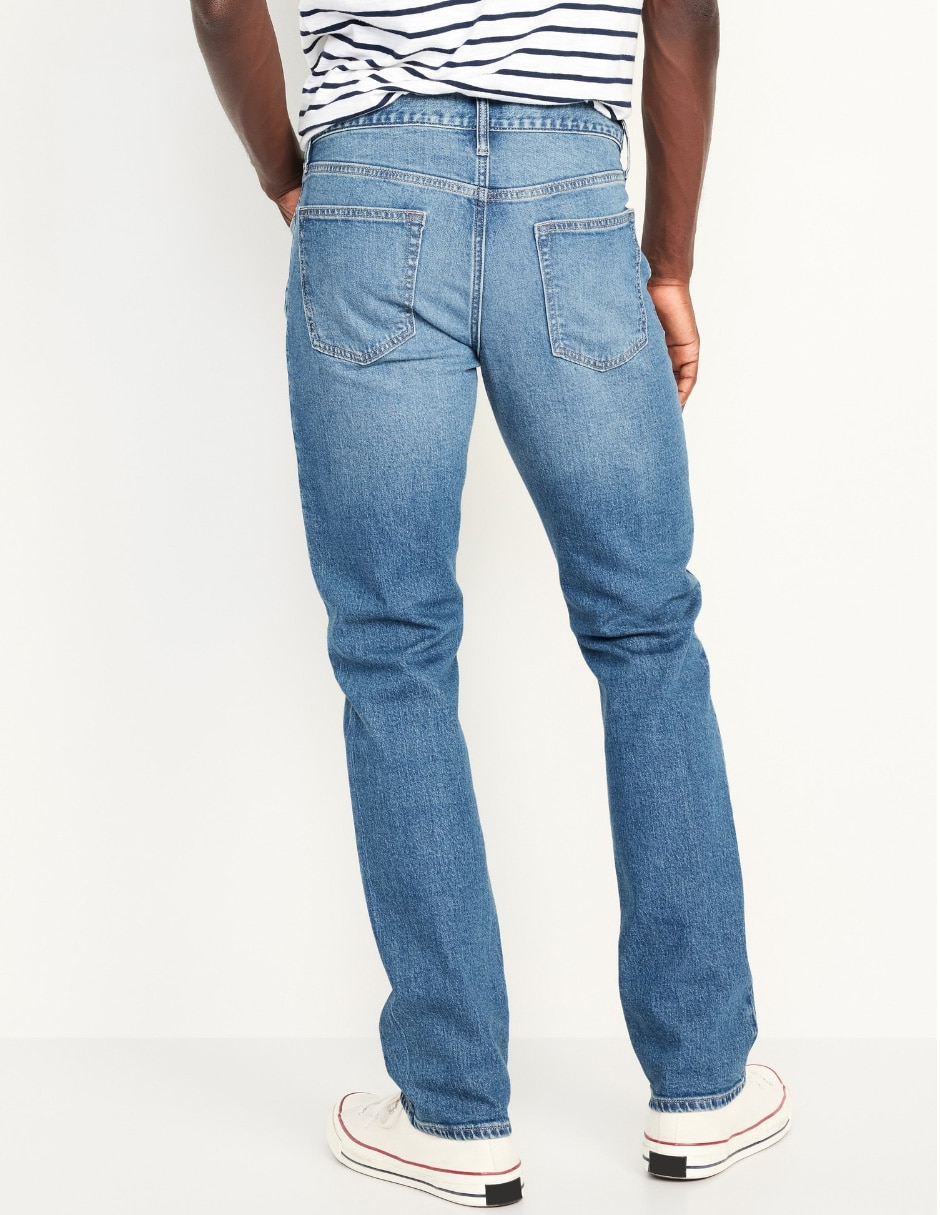 Jeans straight lavado claro para hombre 4
