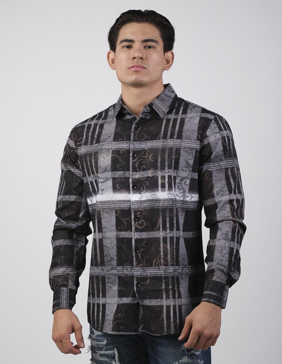 Camisa casual de algodón manga larga para hombre