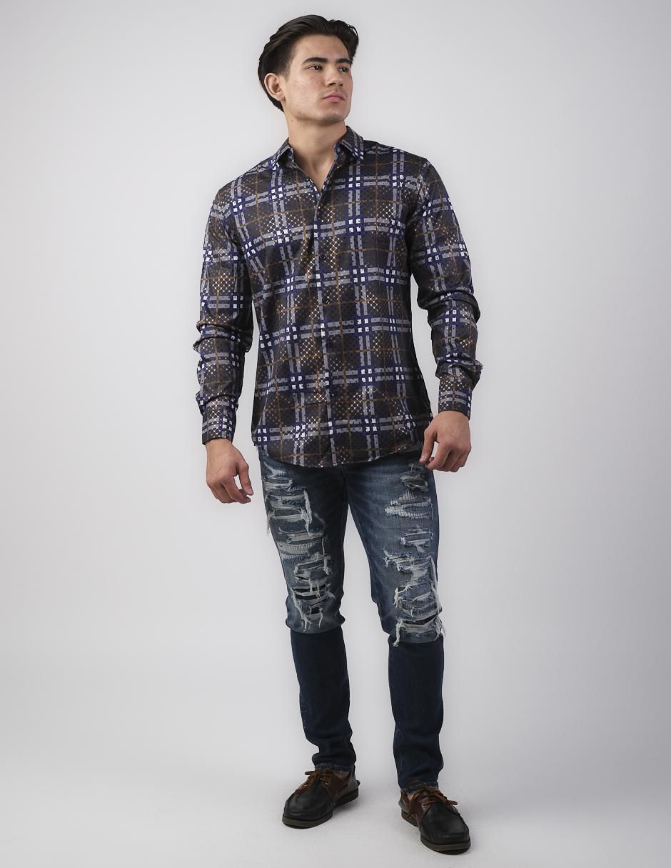 Camisa casual manga larga para hombre