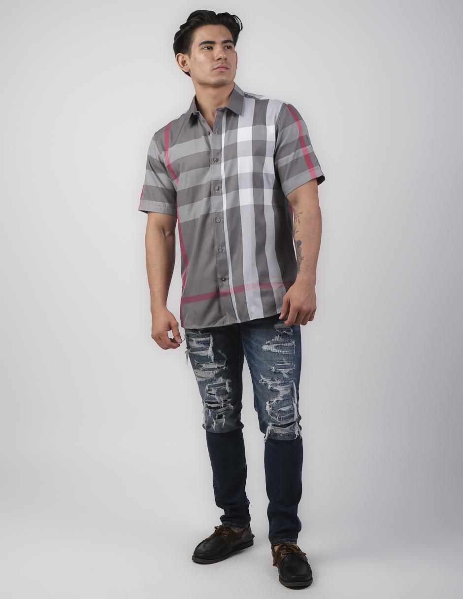 Camisa casual de algodón manga corta para hombre