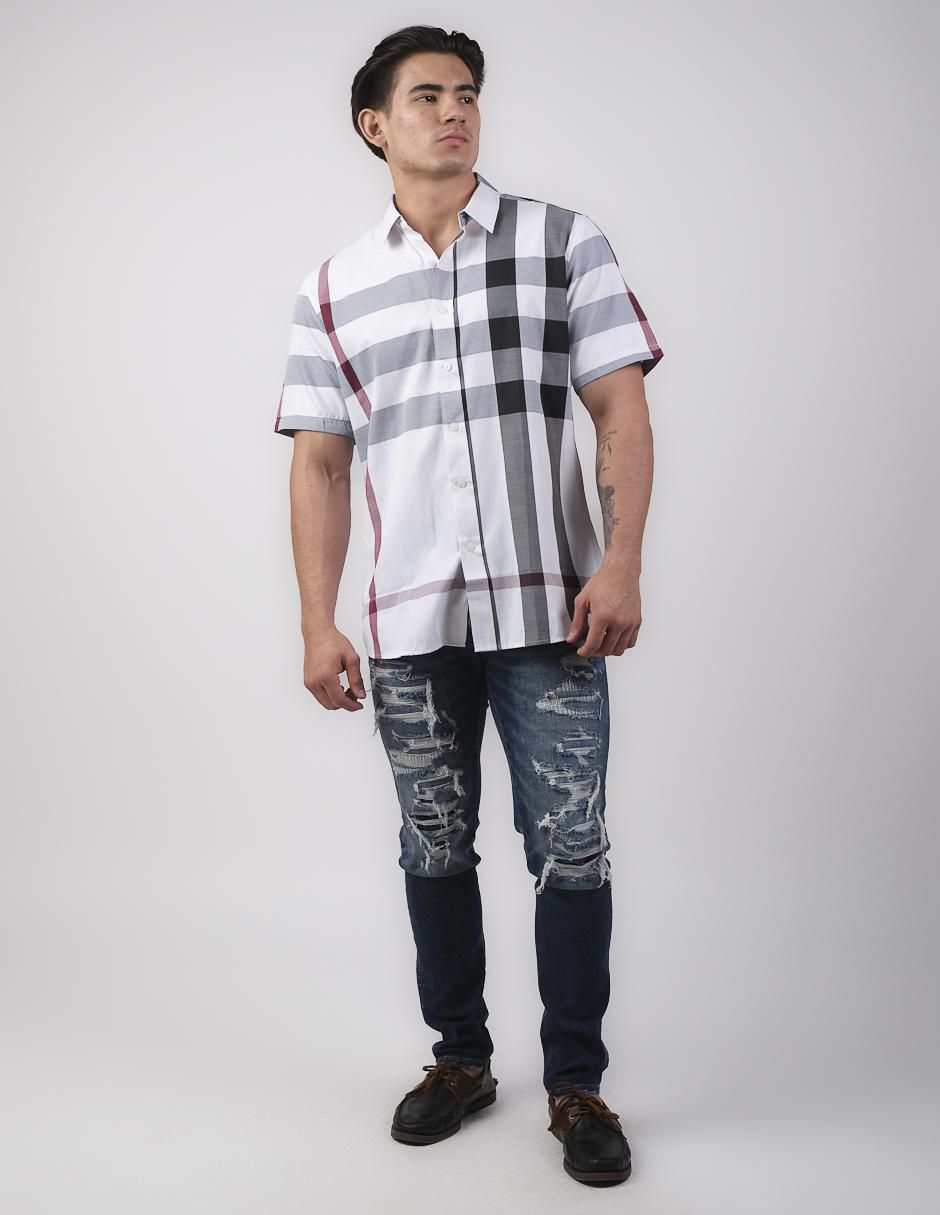 Camisa casual de algodón manga corta para hombre