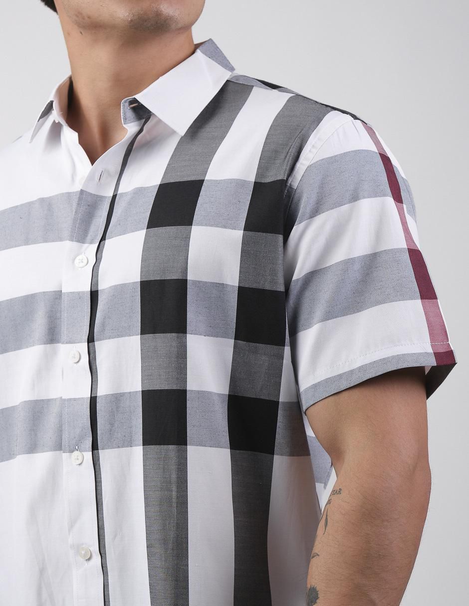 Camisa casual de algodón manga corta para hombre