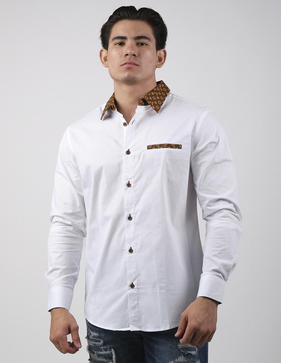 Camisa casual de algodón manga larga para hombre